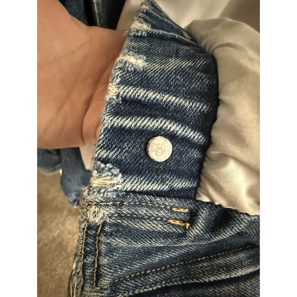 Guess Georges Marciano Vintage 1980s Unisex Denim Bomber Jacket XL Marty McFly - Picture 4 of 16
